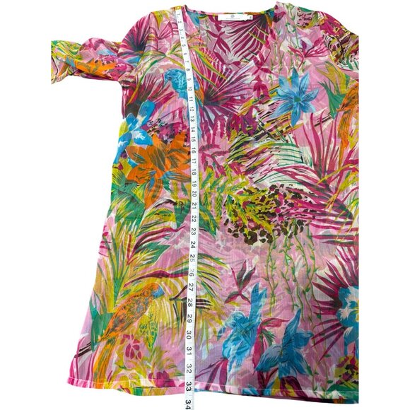 Jean-Pierre Klifa Paris Women's Sheer Dress Tunic Cover Up Tropical Size M - Picture 6 of 6